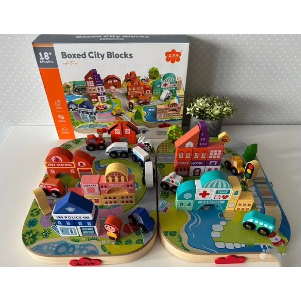 ДЪРВЕН ОБРАЗОВАТЕЛЕН КОНСТРУКТОР ''МОЯТ ГРАД'' BOXED CITY BLOCKS